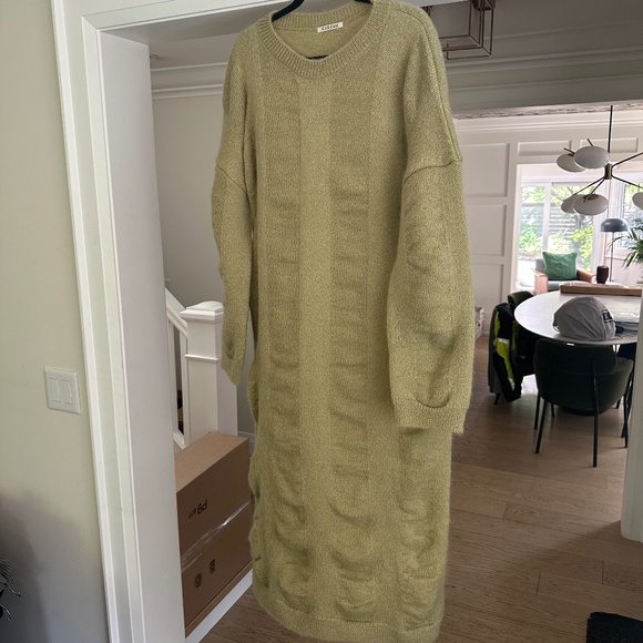 Black Crane Lime Waterfall Mohair & Wool Dress - Size L - Never Worn - Picture 2 of 15